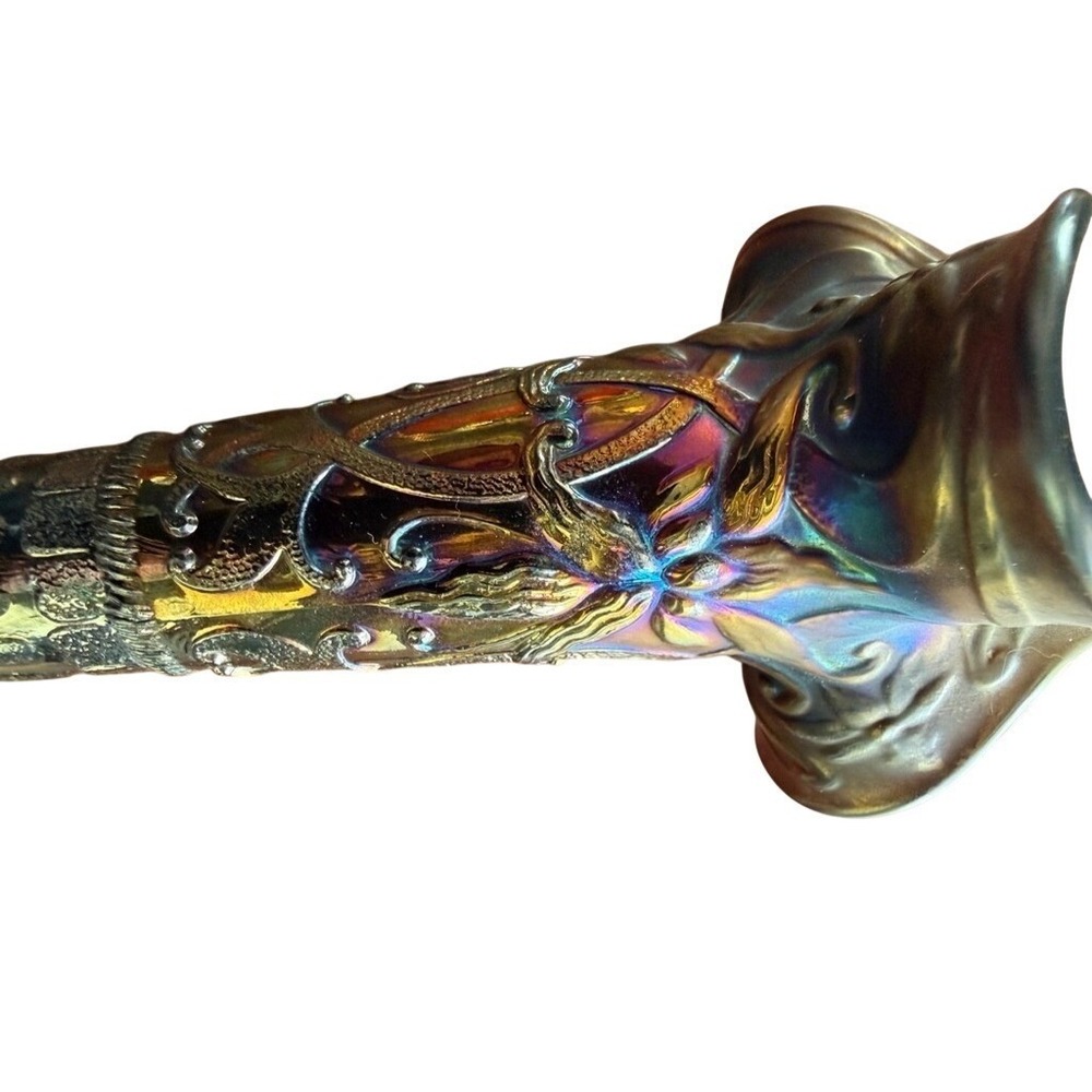 Northwood Carnival Glass Wishbone Epergne Lily Horn Amethyst Iridescent Antique - Picture 2 of 10
